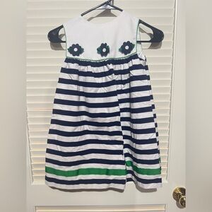 VTG Bonnie Jean Girls Dress 6X Navy & White Striped Sleeveless Made in USA